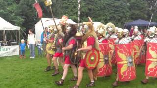 Roman Reenactment at the Amphitheatre in Caerleon Marching In [upl. by Inalaehon]