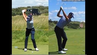 Justin Thomas golf swing  Long Iron faceon amp downtheline July 2017 [upl. by Ras]