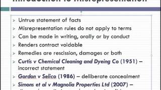 Misrepresentation Lecture 1 of 4 [upl. by Ermengarde]